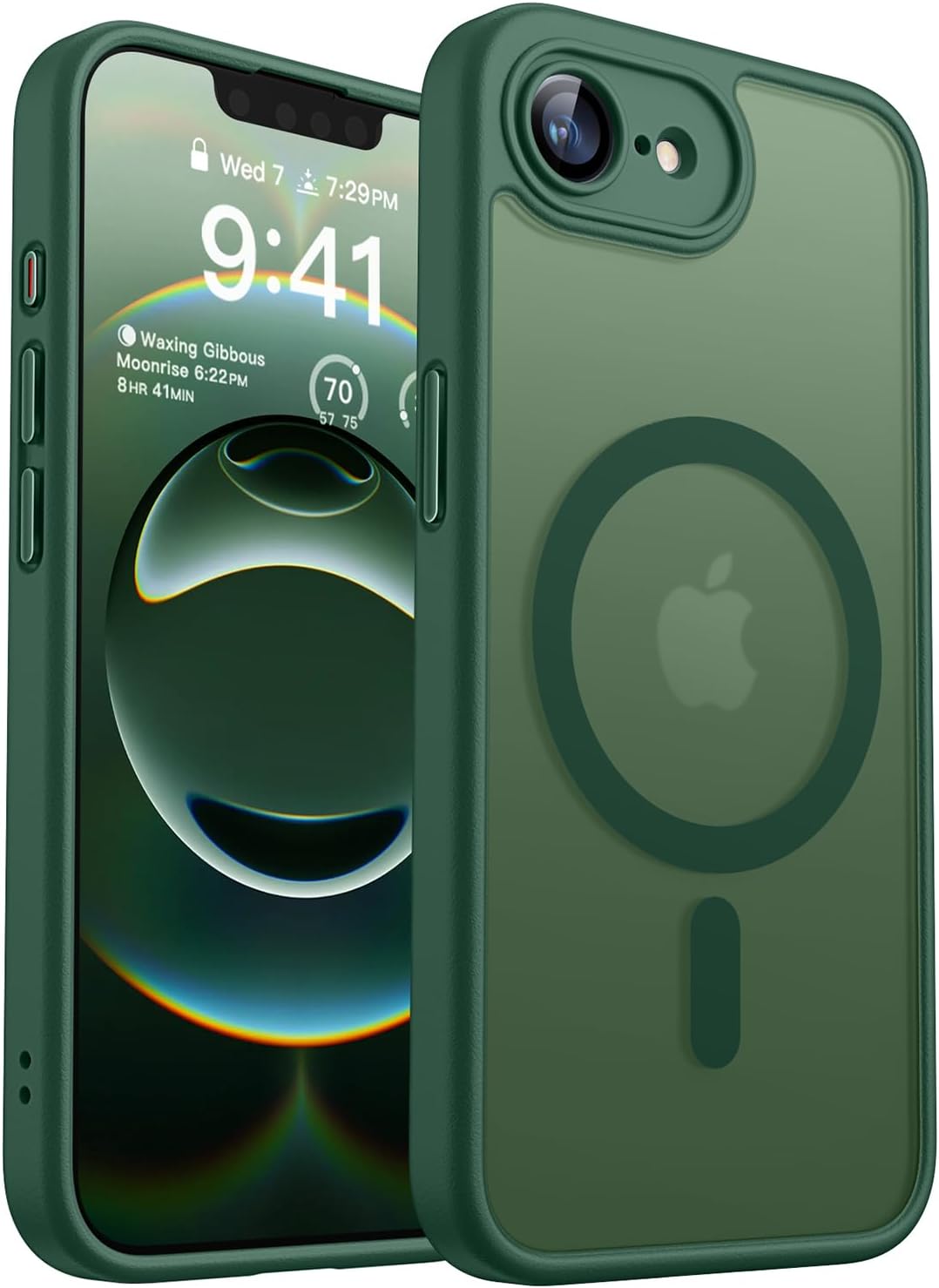 CANSHN Magnetic Shockproof for iPhone 16 Plus Case, Deep Green