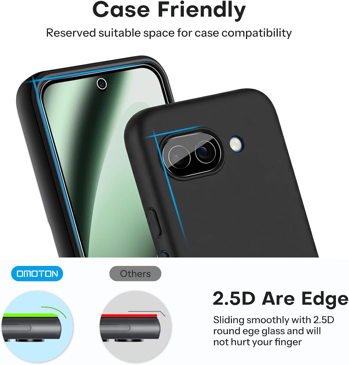OMOTON 3+2 Pack for Google Pixel 11 Screen Protector 6.3-inch