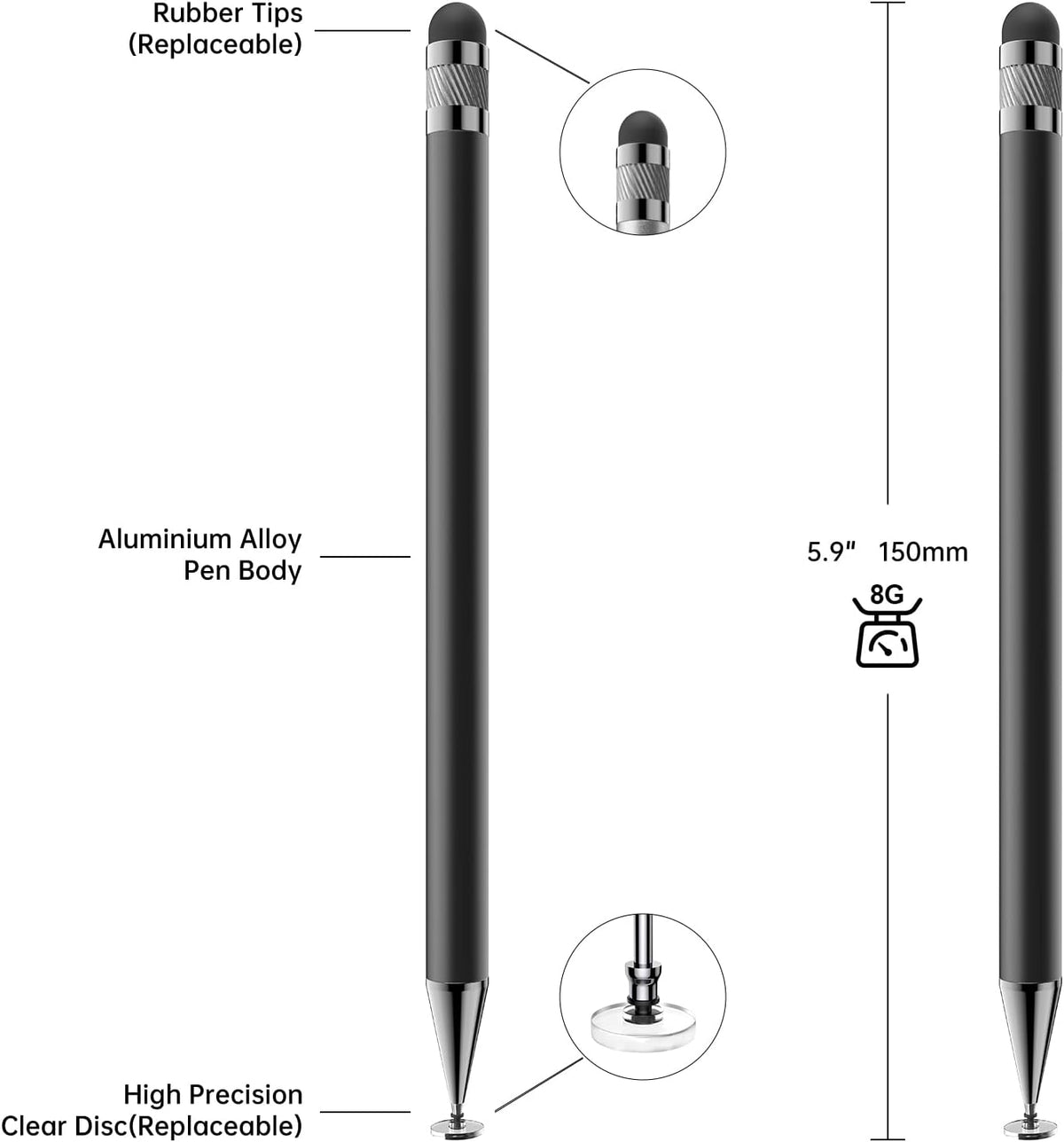 Bopomofo Stylus(5 Pcs),2-in-1 Stylus Pen for Touchscreen,Capacitive Stylus