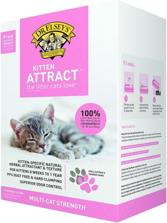 Dr. Elsey's Precious Cat Kitten Attract Kitten Training Litter, Kitten Attract Litter 20lb Bo, 20 lb