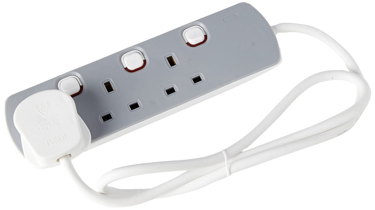 PRO ELEC PELB1768 4 Gang Individually Switched Extension Lead 10m, Grey, 4 Socket