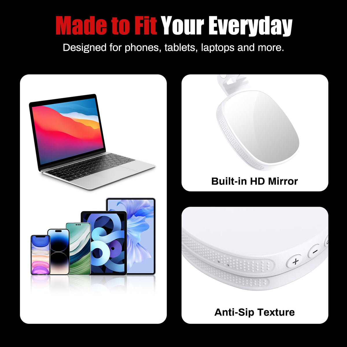 ALTSON 60 LED Portable Selfie Light Video Conference Lighting with Clip & Camera Tripod Adapter Rechargeable 2200mAh CRI 97+, 3 Light Modes for Phone iPhone Webcam Laptop Photo Makeup