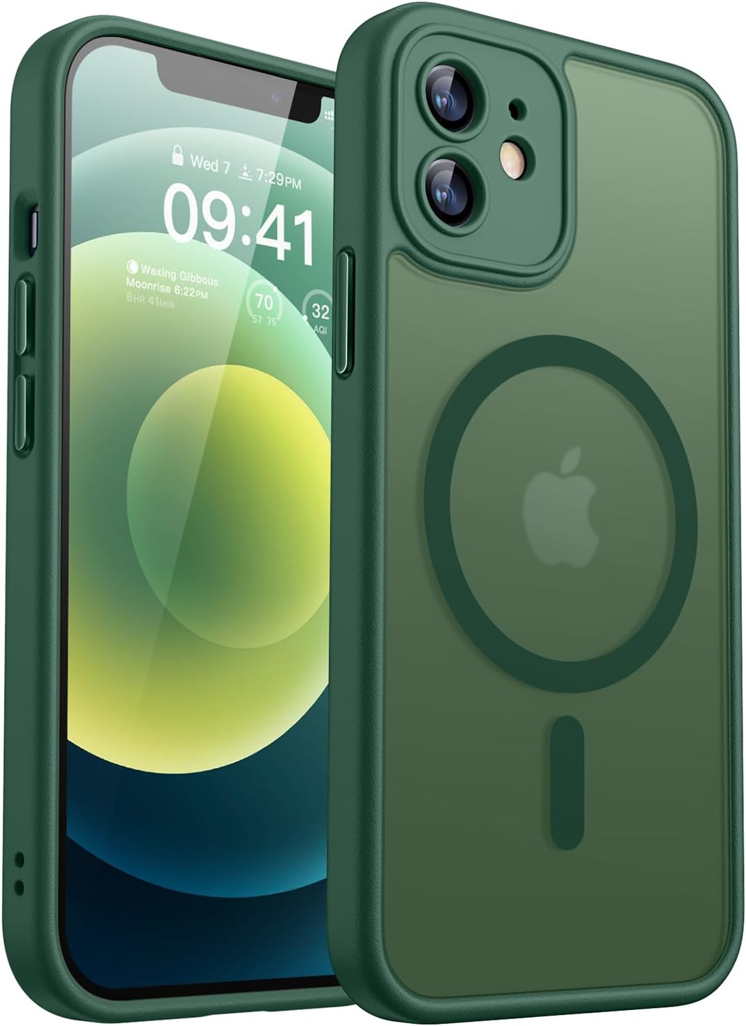 CANSHN Magnetic Shockproof for iPhone 16 Plus Case, Deep Green