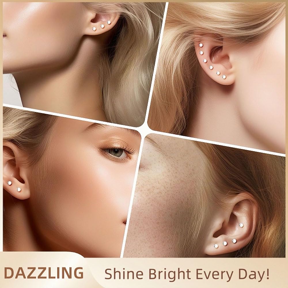 10 Pairs Small Stud Earrings for Women Hypoallergenic Multiple Piercings