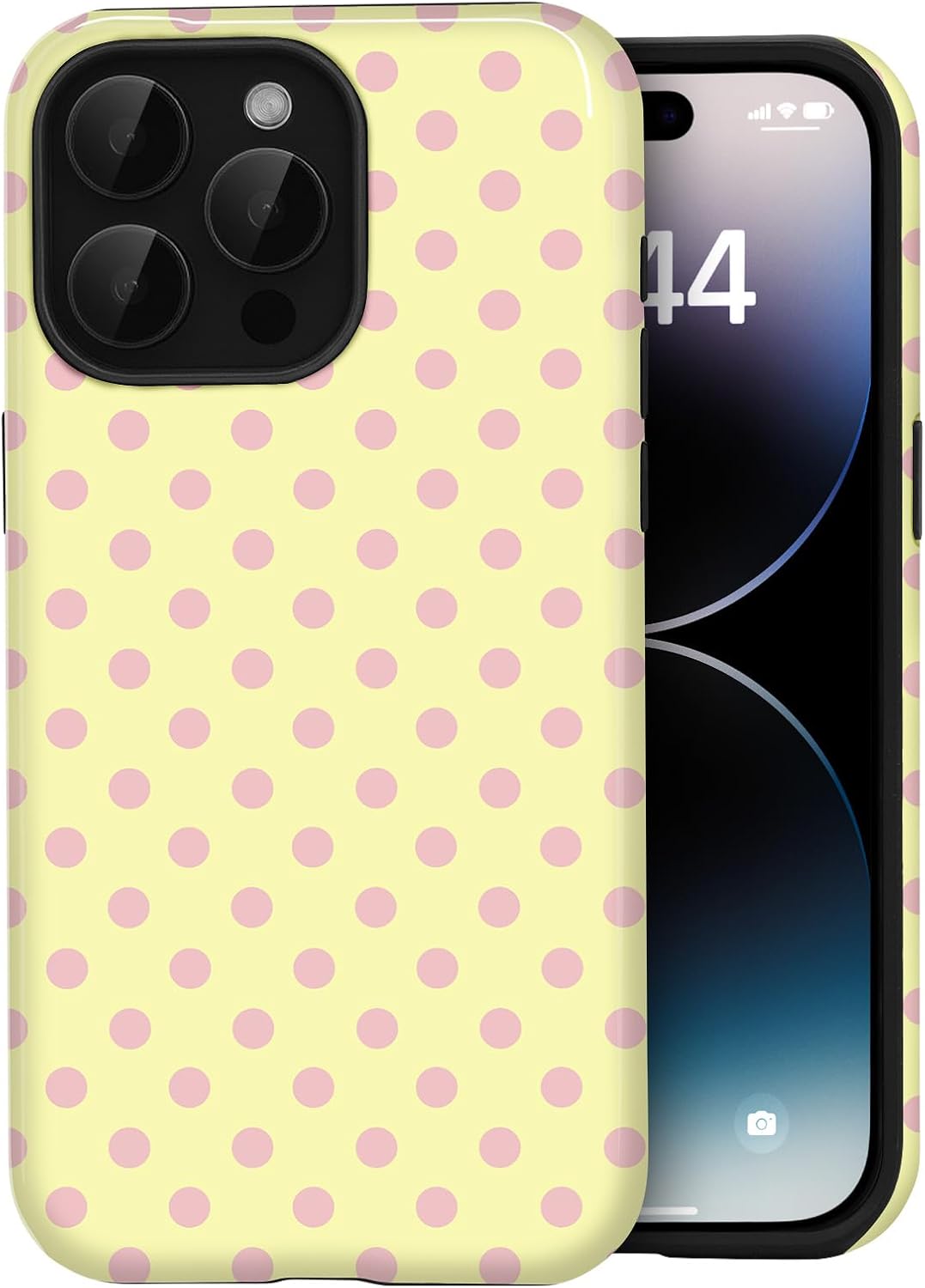 for iPhone 12/12 Pro Cute Polka Dot Phone Case, Yellow