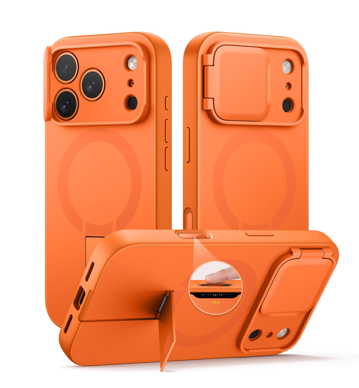 SURITCH for iPhone 16 Case with Magnetic Camera Slide Cover and Adjustable Kickstand, Compatible with MagSafe, Shockproof Bumper Case Slim Protective Cover 6.1 Inch, Lake Green