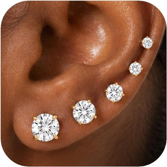 10 Pairs Small Stud Earrings for Women Hypoallergenic Multiple Piercings