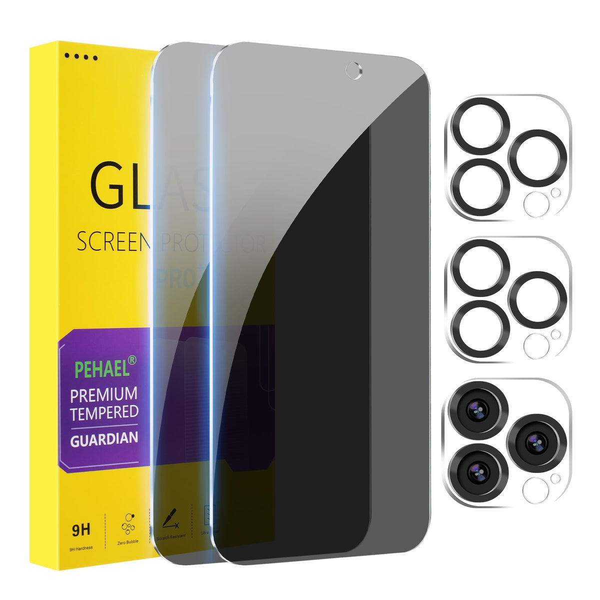 PEHAEL for iPhone 18 Pro Privacy Screen Protector+Camera Lens Protector