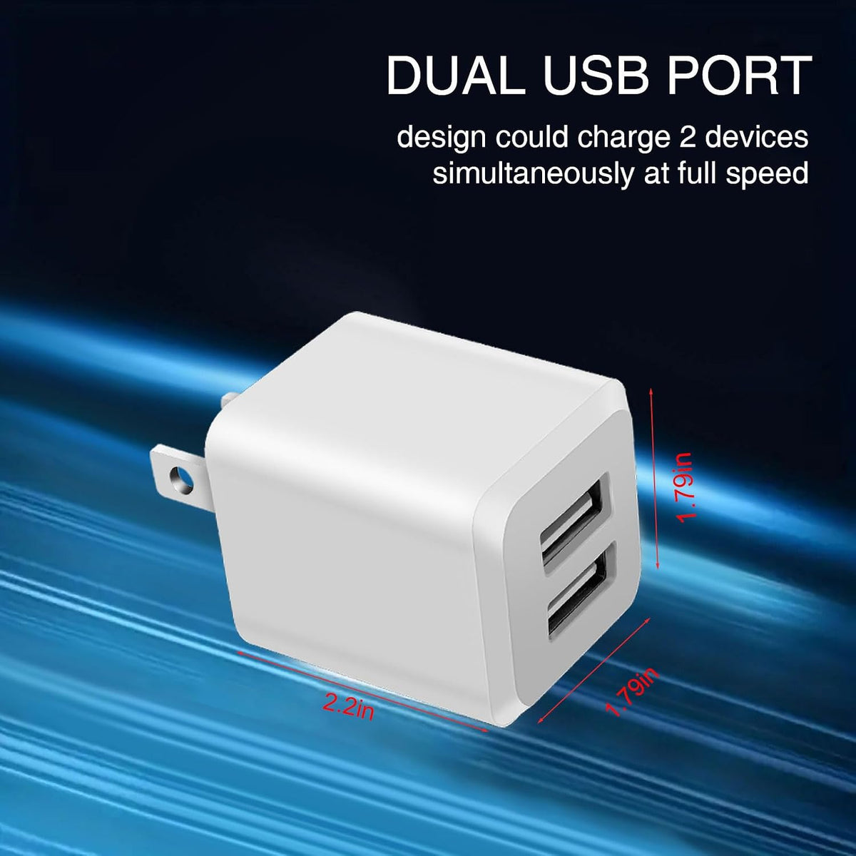 USB A Wall Charger,Dual Port Cube Power Adapter Charger Plug Block Charger