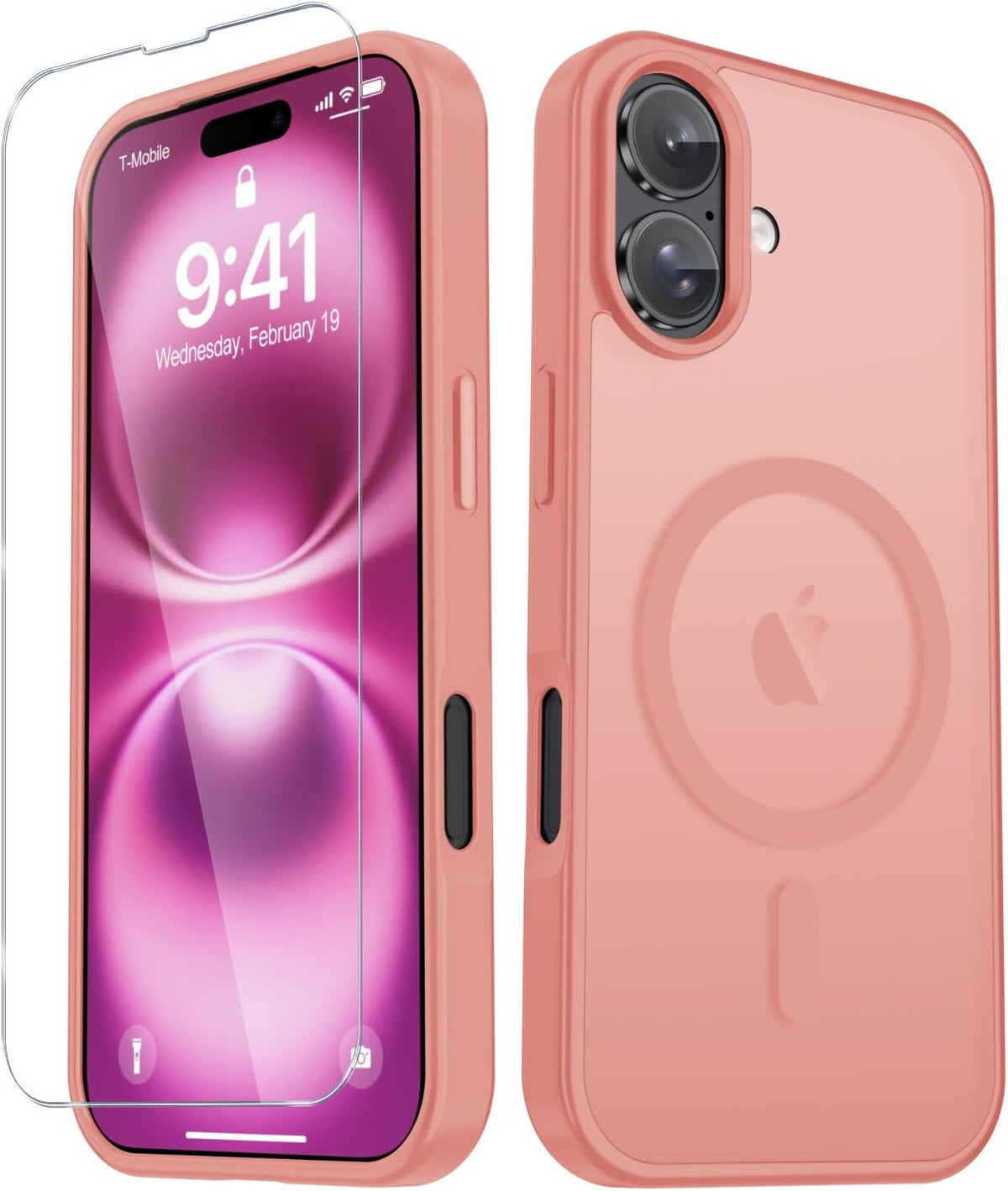 YENAPOON for iPhone 16 Plus Case, Matte Magnetic Phone Cover, Pink