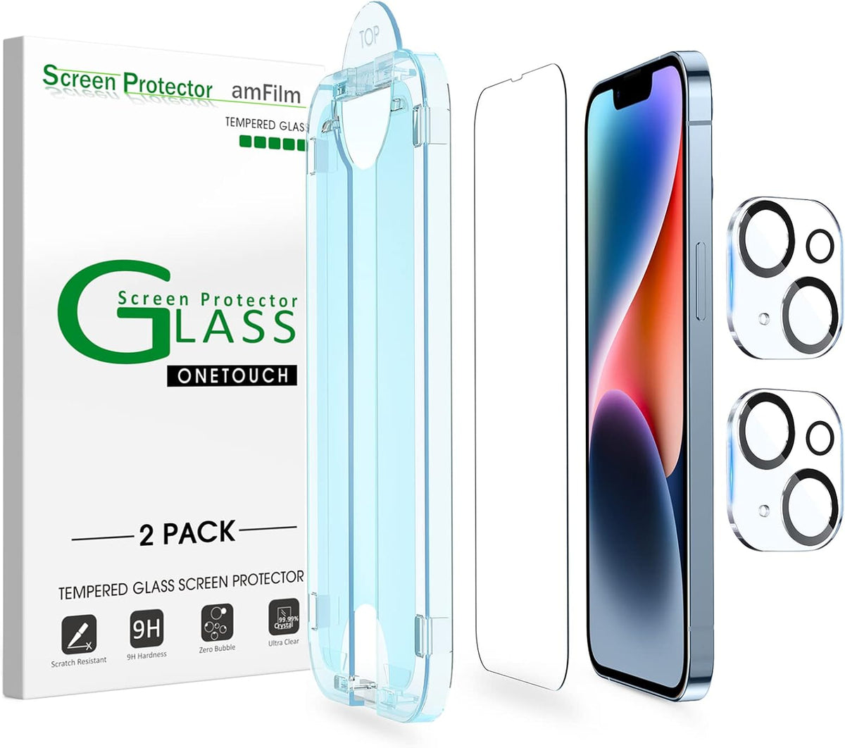 amFilm OneTouch for iPhone 18 Pro 6.3'' Screen Protector Tempered Glass