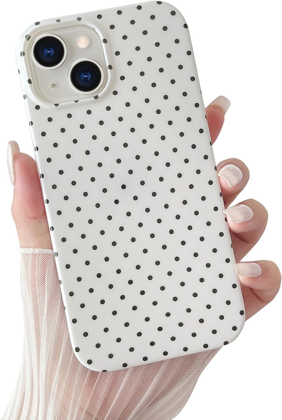 Yeddabox for iPhone 15 Case Cute Polka Dot Phone Case Soft TPU Slim Shockproof Phone Cover for Women Girls, Blue
