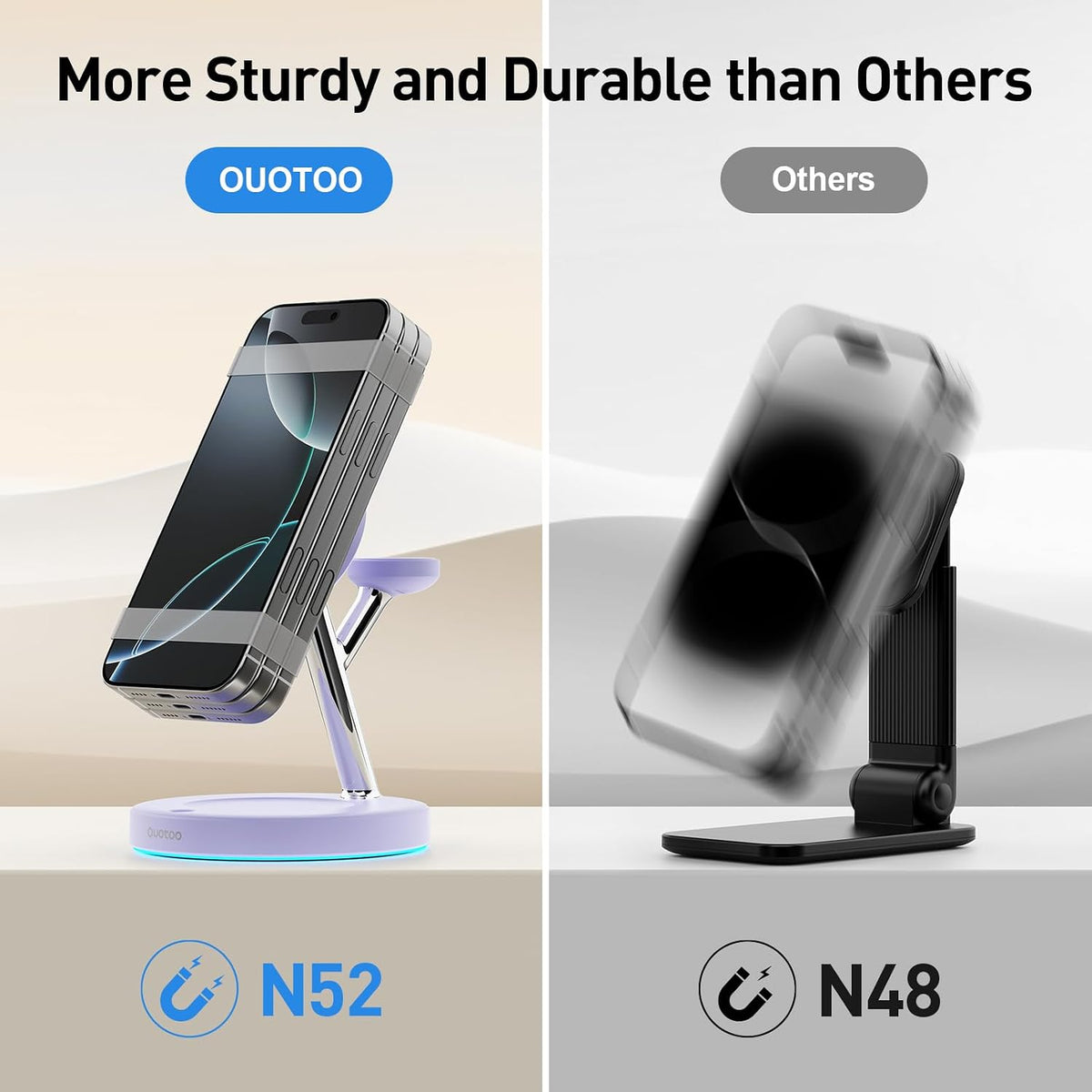 【Adjustable Blue Ambient Light】 Wireless Charger 3 in 1 for iPhone, Magnetic Charging Station for Apple Family,15W Fast MagSafe Charger Stand,for iPhone17-12-iWatch AirPods Series