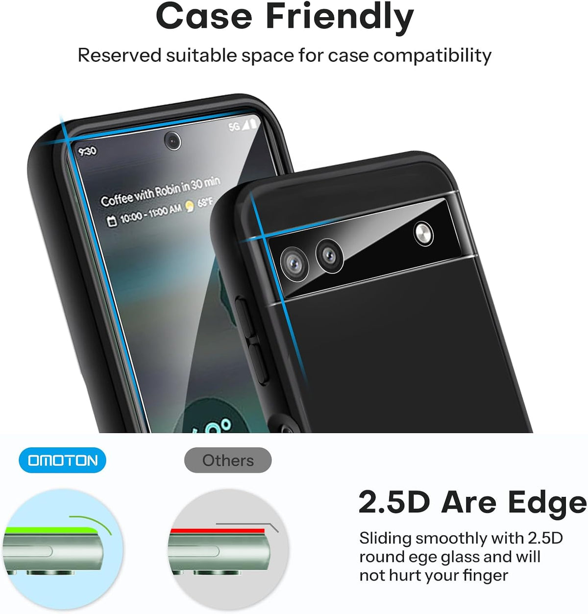 OMOTON 3+2 Pack for Google Pixel 11 Screen Protector 6.3-inch