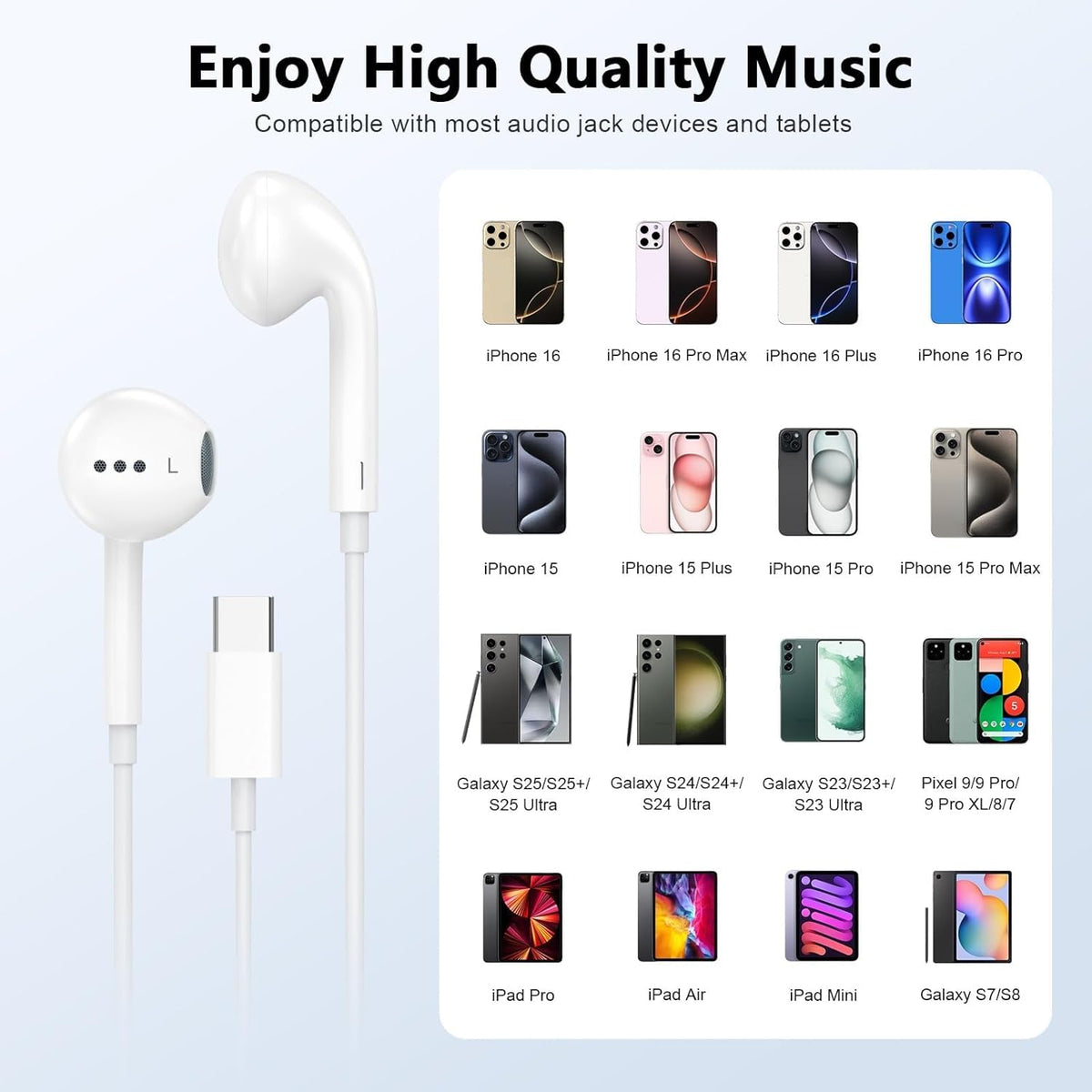 2 Pack [Apple MFi Certified] Wired Earphones for iPhone 14 13 12 11 Pro Max