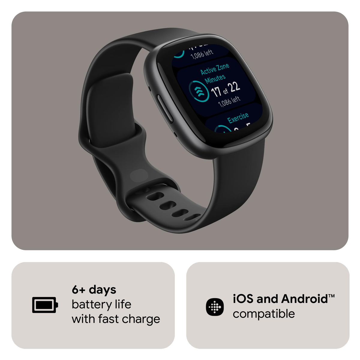 Google Fitbit Versa 4 Fitness Smartwatch with built-in GPS and up to 6 days battery life - compatible with iOS 15 or higher & Android OS 9.0 or higher, Waterfall Blue/Platinum