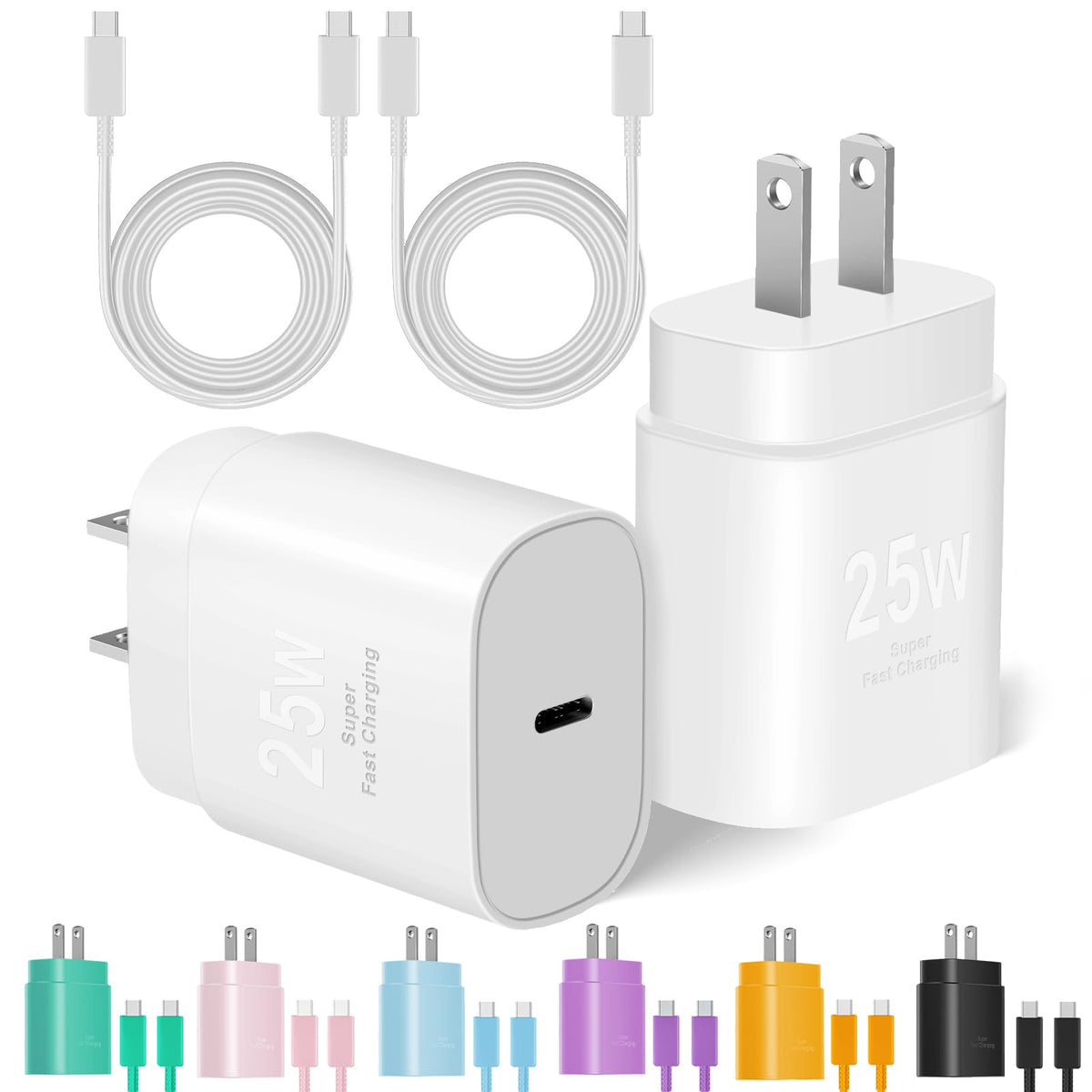 Type C Charger Fast Charging, 2Pack [10FT&6FT] Long USB C Cable with 25W Phone Super Fast Charger Block Compatible with Galaxy S26+/S25 Ultra,iPhone 18/17/16/Air/Plus/Pro Max/Duo