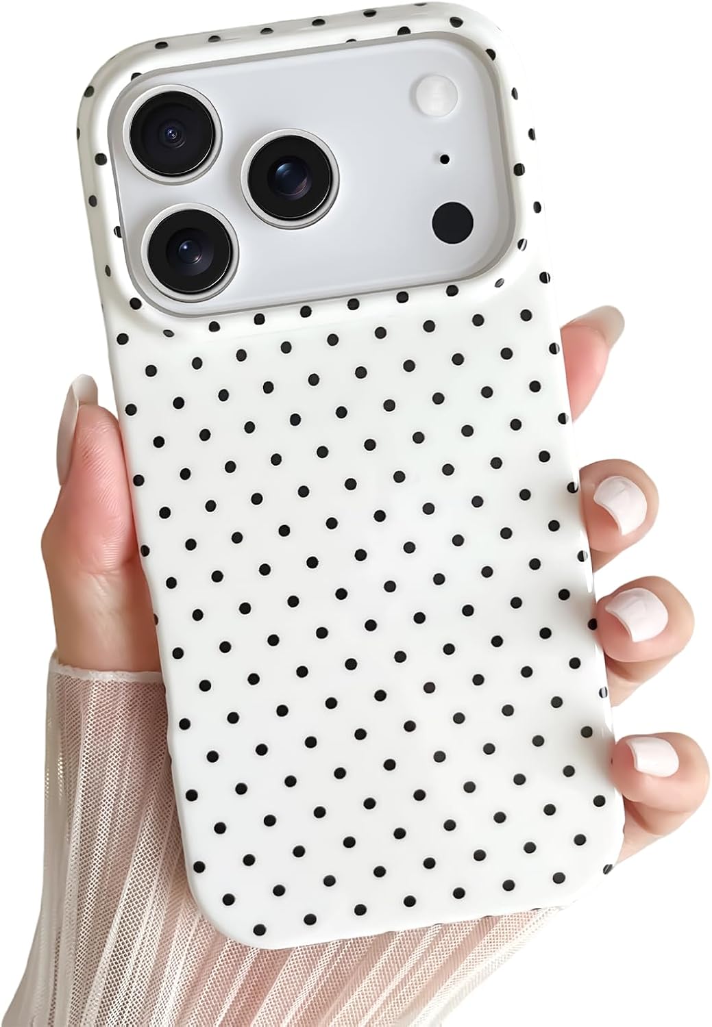 Yeddabox for iPhone 15 Case Cute Polka Dot Phone Case Soft TPU Slim Shockproof Phone Cover for Women Girls, Blue
