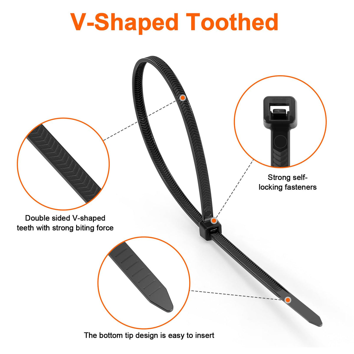 12 Inch Zip Ties Double Sided Toothed (Bulk 1000 Pack),100 LBS Tensile Strength Heavy Duty Cable Wire Ties With Self-Locking Adjustable More Durable Nylon Tie Wraps for Indoor Outdoor