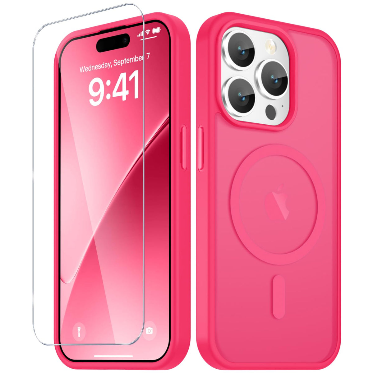 YENAPOON for iPhone 16 Plus Case, Matte Magnetic Phone Cover, Pink