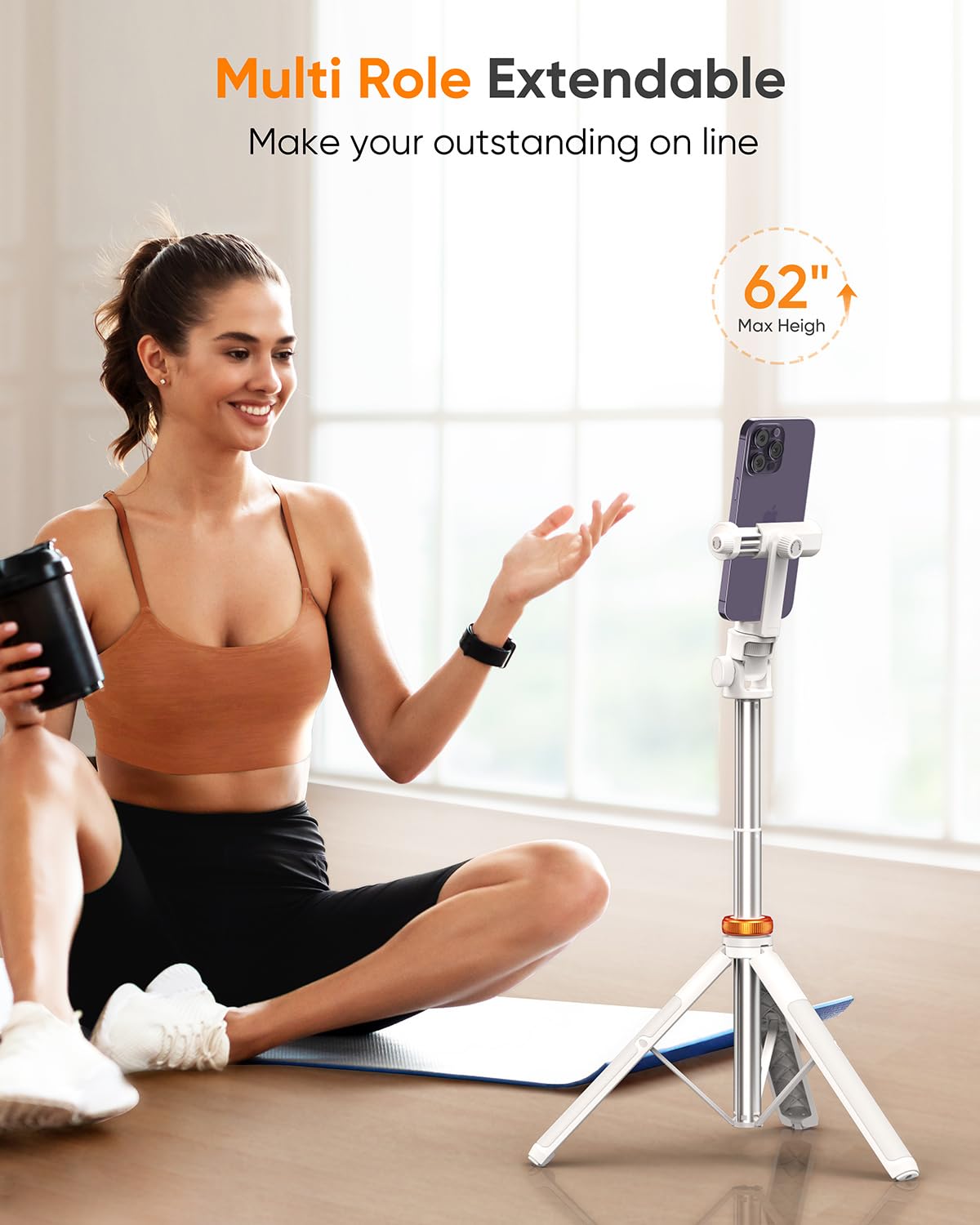 EUCOS 62" Phone Tripod, Tripod for iPhone & Selfie Stick with Remote