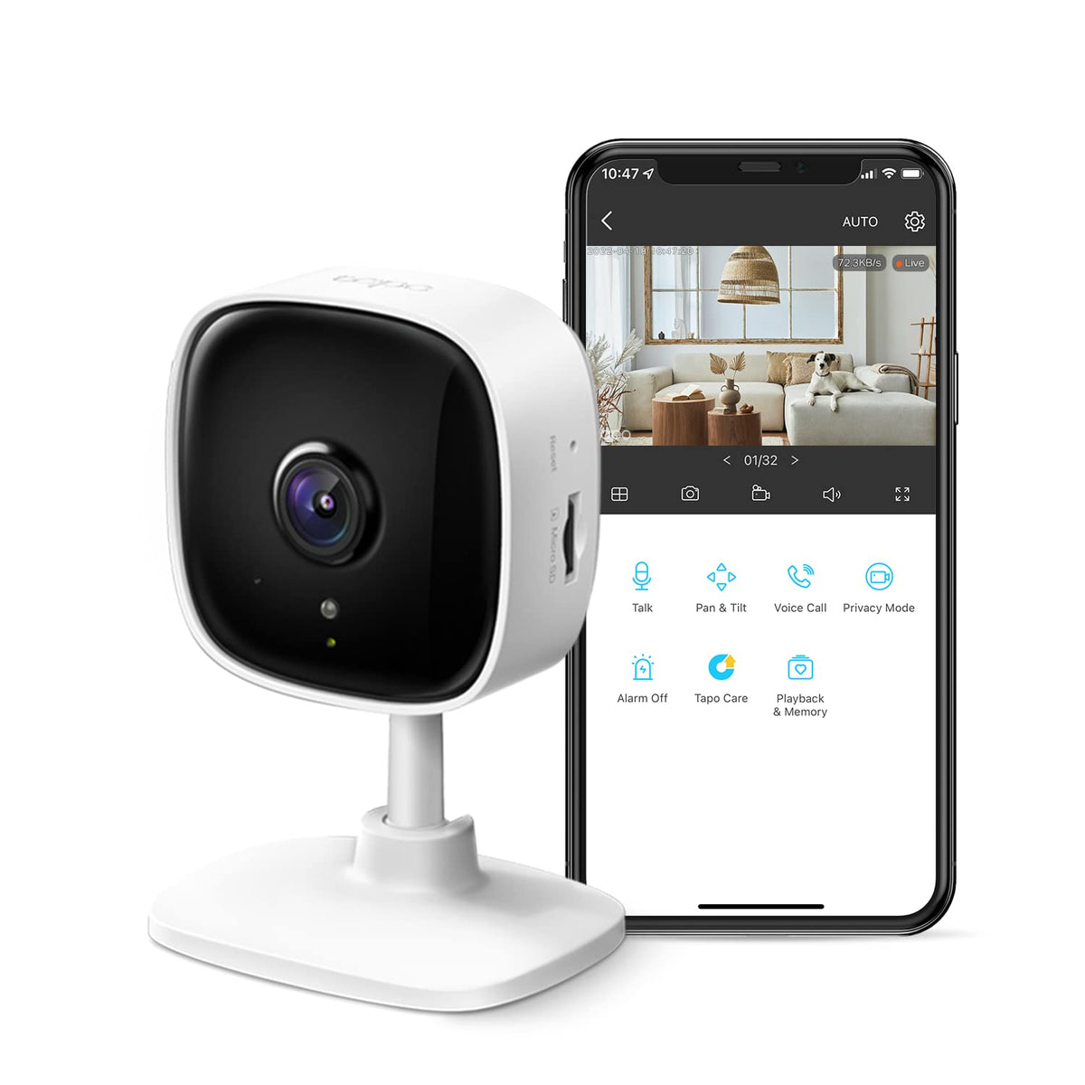 Tapo 1080P Indoor Security Camera, Baby Monitor, Dog Camera, Wired, C100