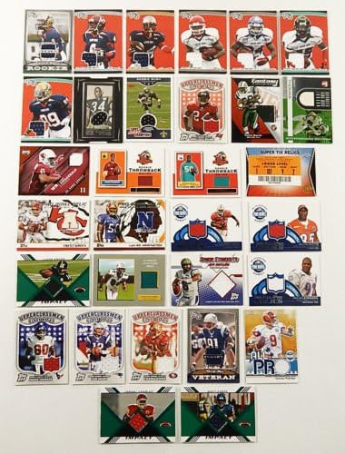 NFL Football Card Relic Game Used Jersey Autograph Hit Lot with 10 Relic Autograph or Jersey Cards Per Lot Perfect Party Favor or for NFL Collector or Fanatic Football Fan Every Lot is Unique