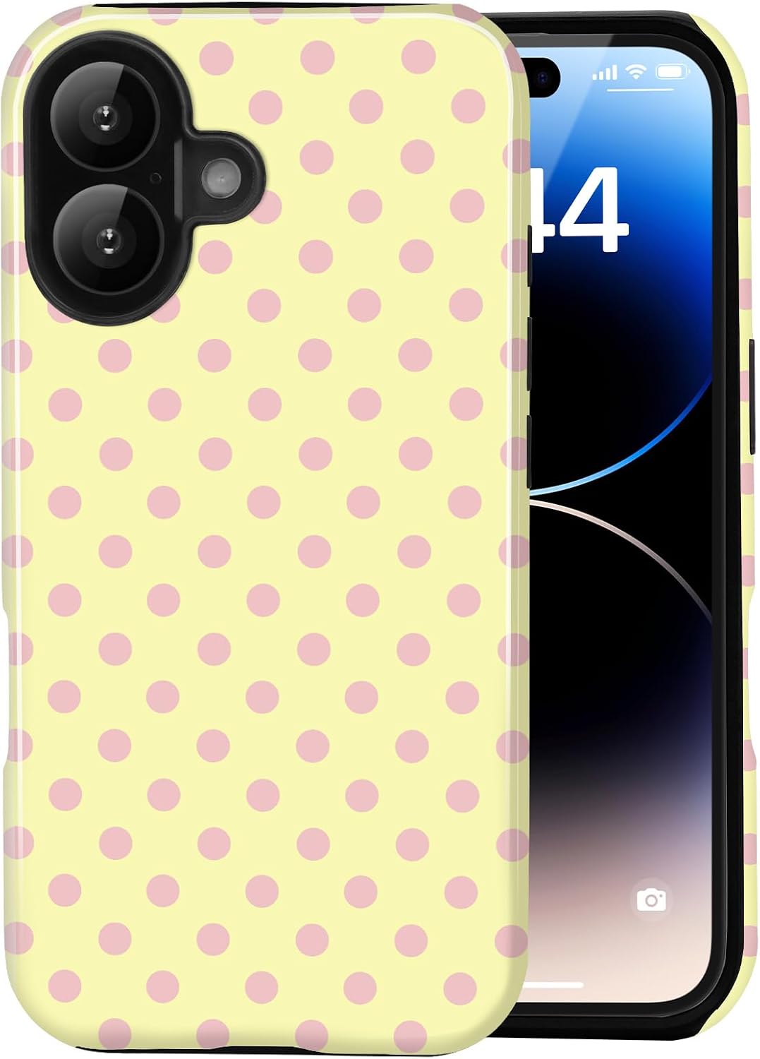 for iPhone 12/12 Pro Cute Polka Dot Phone Case, Yellow