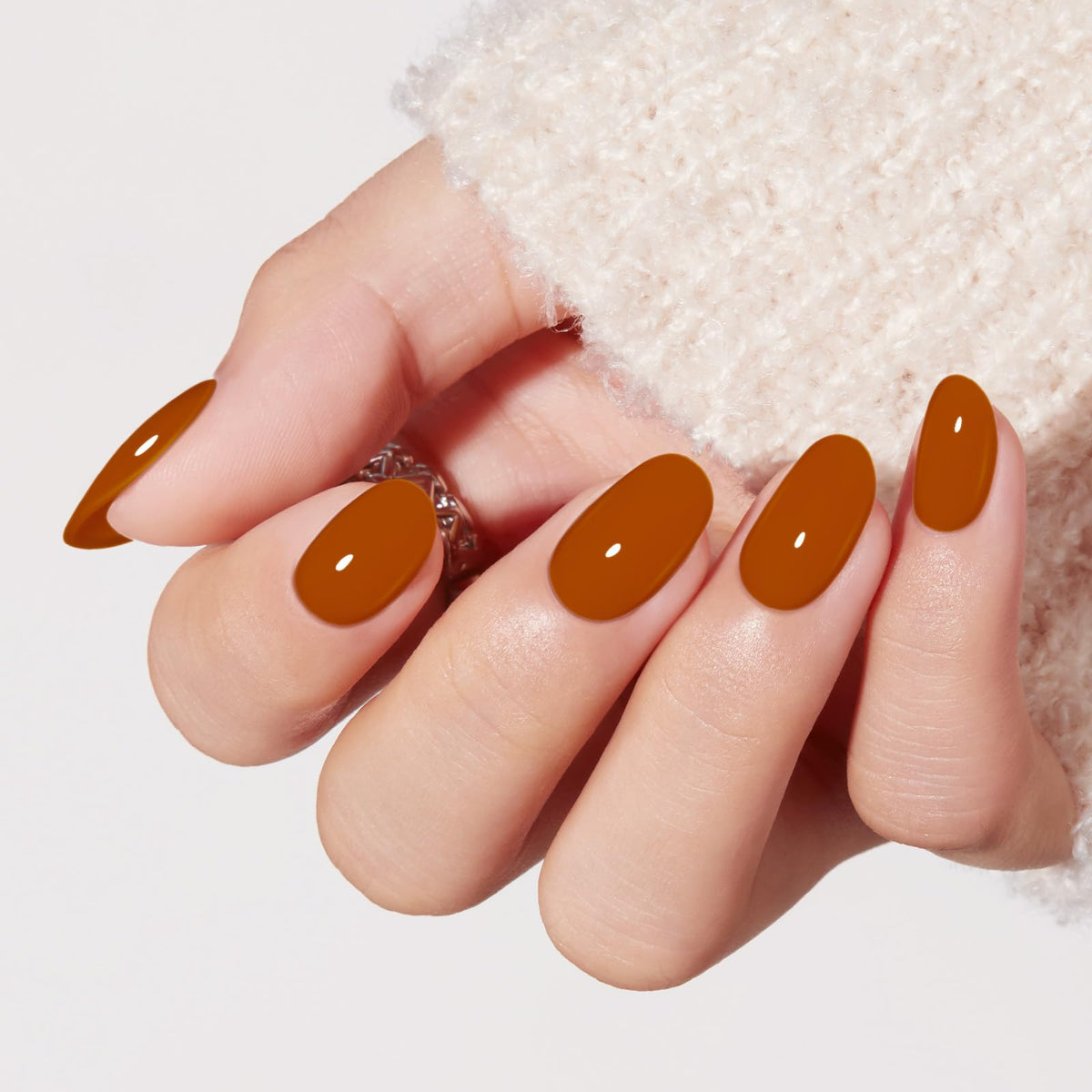 Modelones Black Press on Nails Short, Halloween Oval Fall Fake Nails