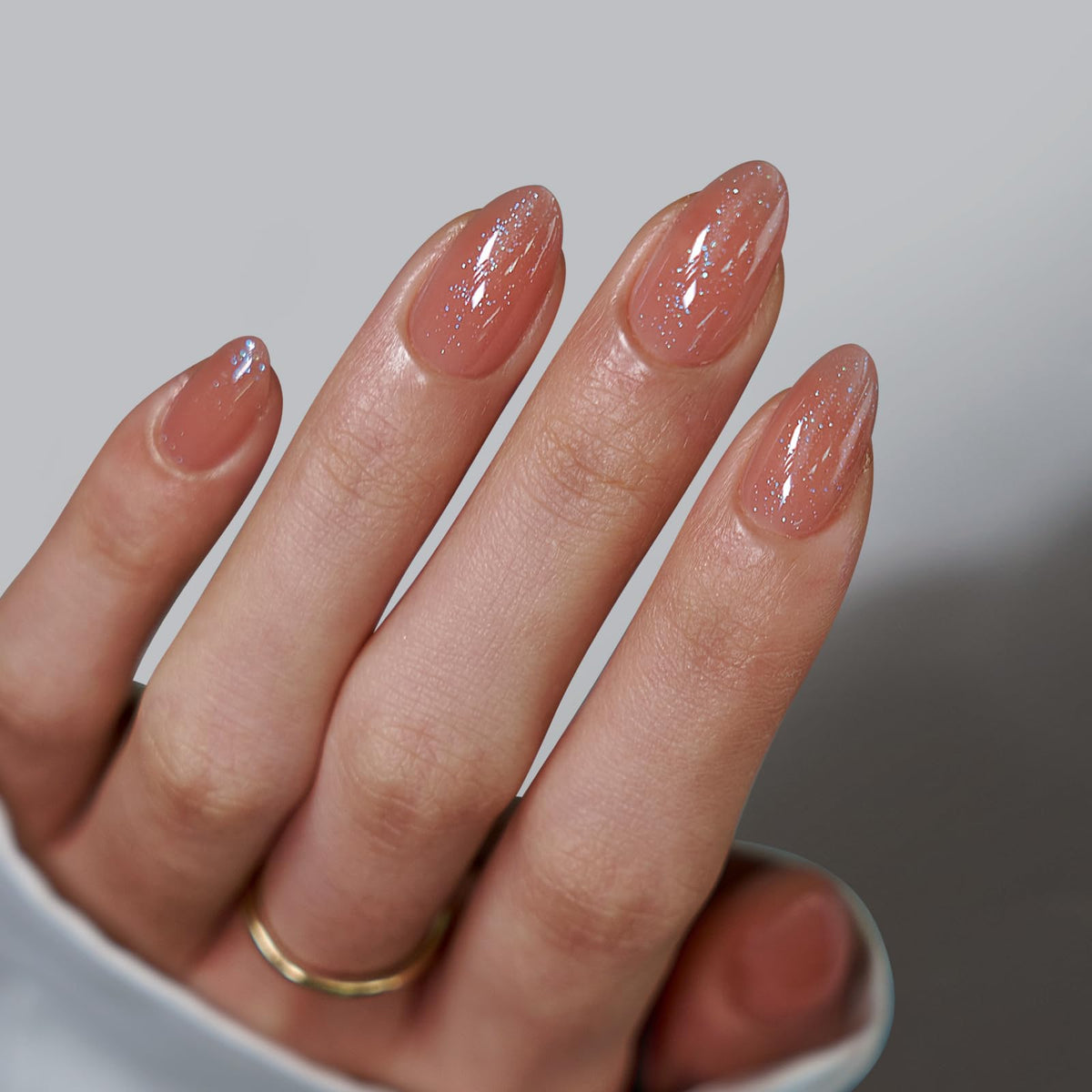 BTArtbox Press On Nails, Short Almond French Tip Nails, 32Pcs Full Kit