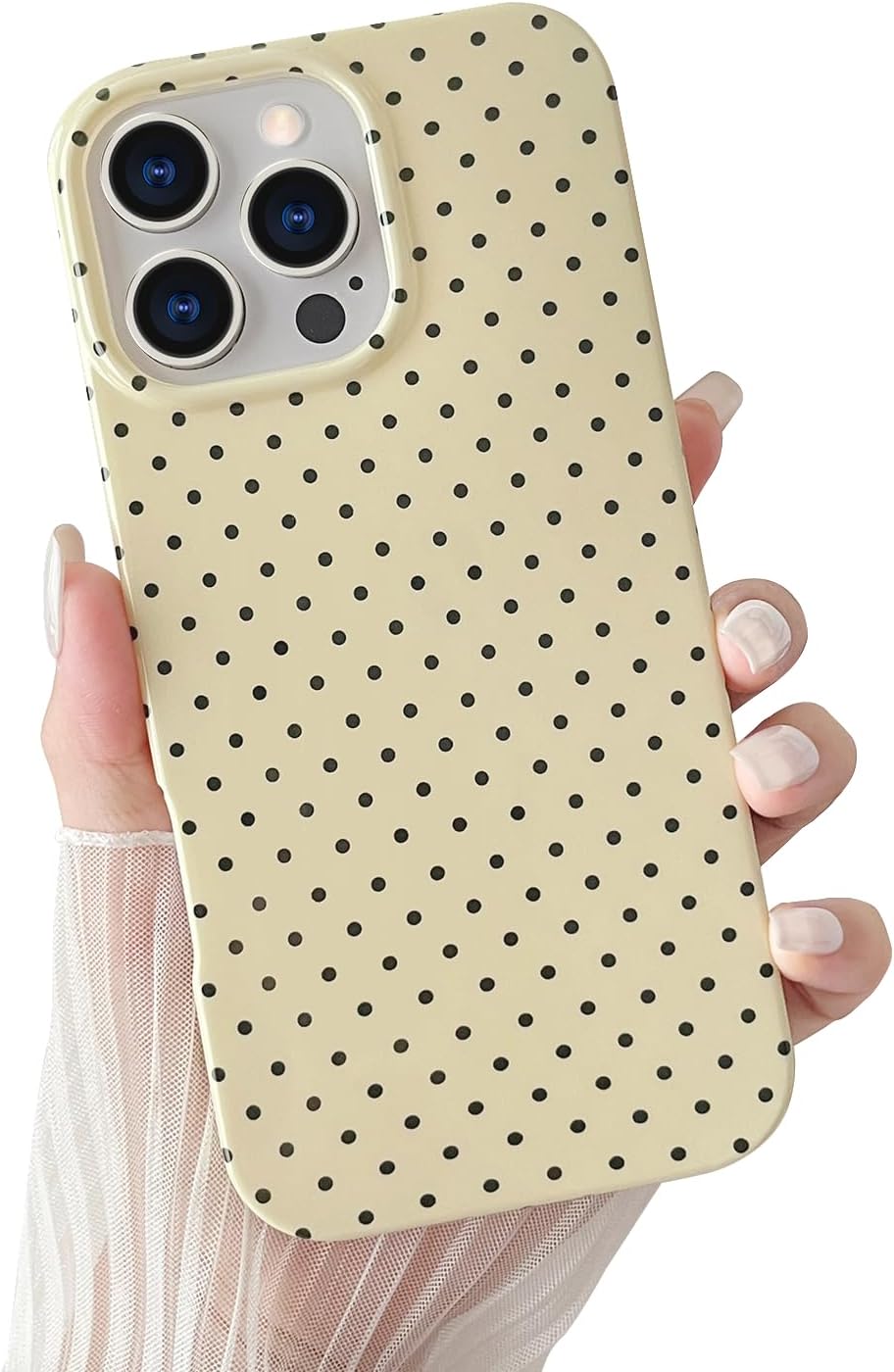 Yeddabox for iPhone 15 Case Cute Polka Dot Phone Case Soft TPU Slim Shockproof Phone Cover for Women Girls, Blue