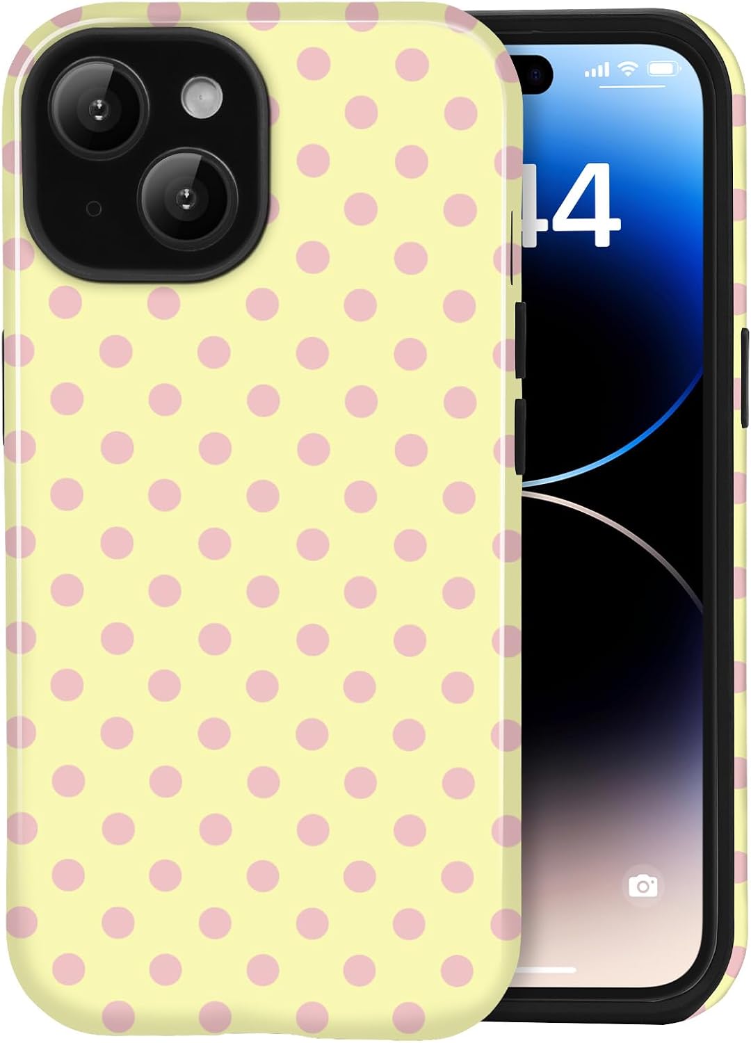for iPhone 12/12 Pro Cute Polka Dot Phone Case, Yellow