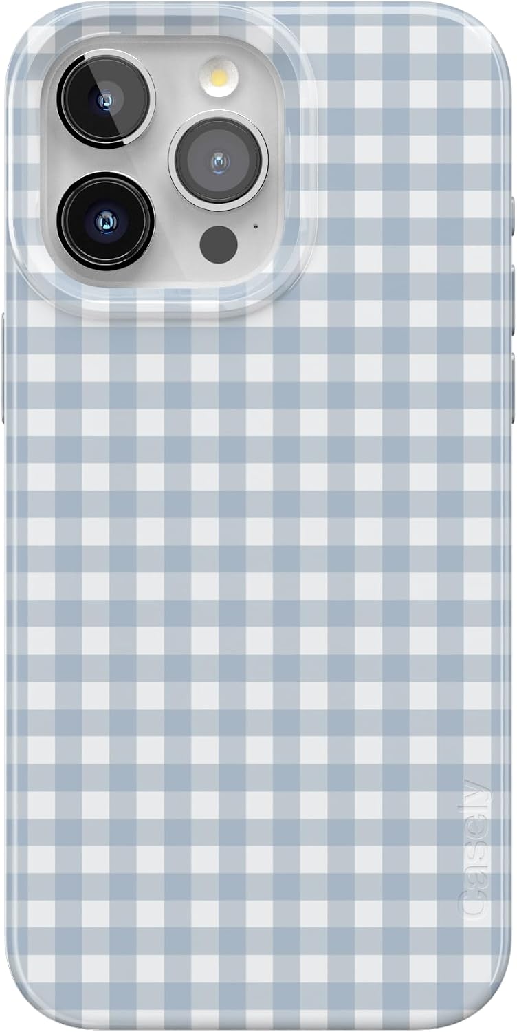 Casely iPhone 17 Case | Pastel Picnic | Blue Gingham | Compatible with MagSafe | Classic Ultra Thin Design