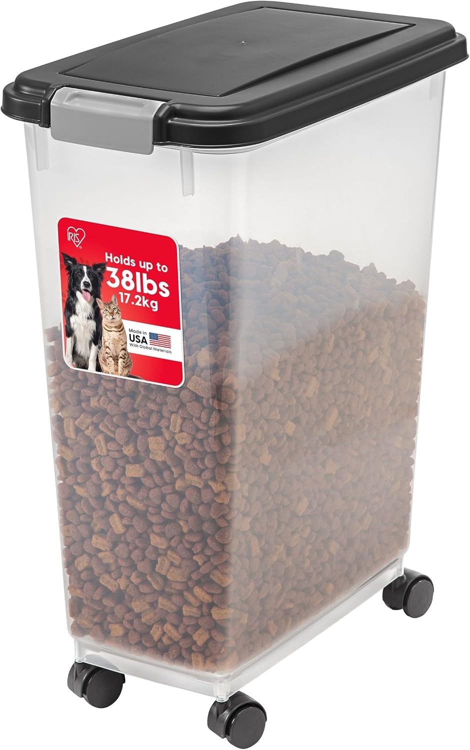 IRIS USA Dog Food Storage Container, Airtight, 30 lb Capacity, Wheels