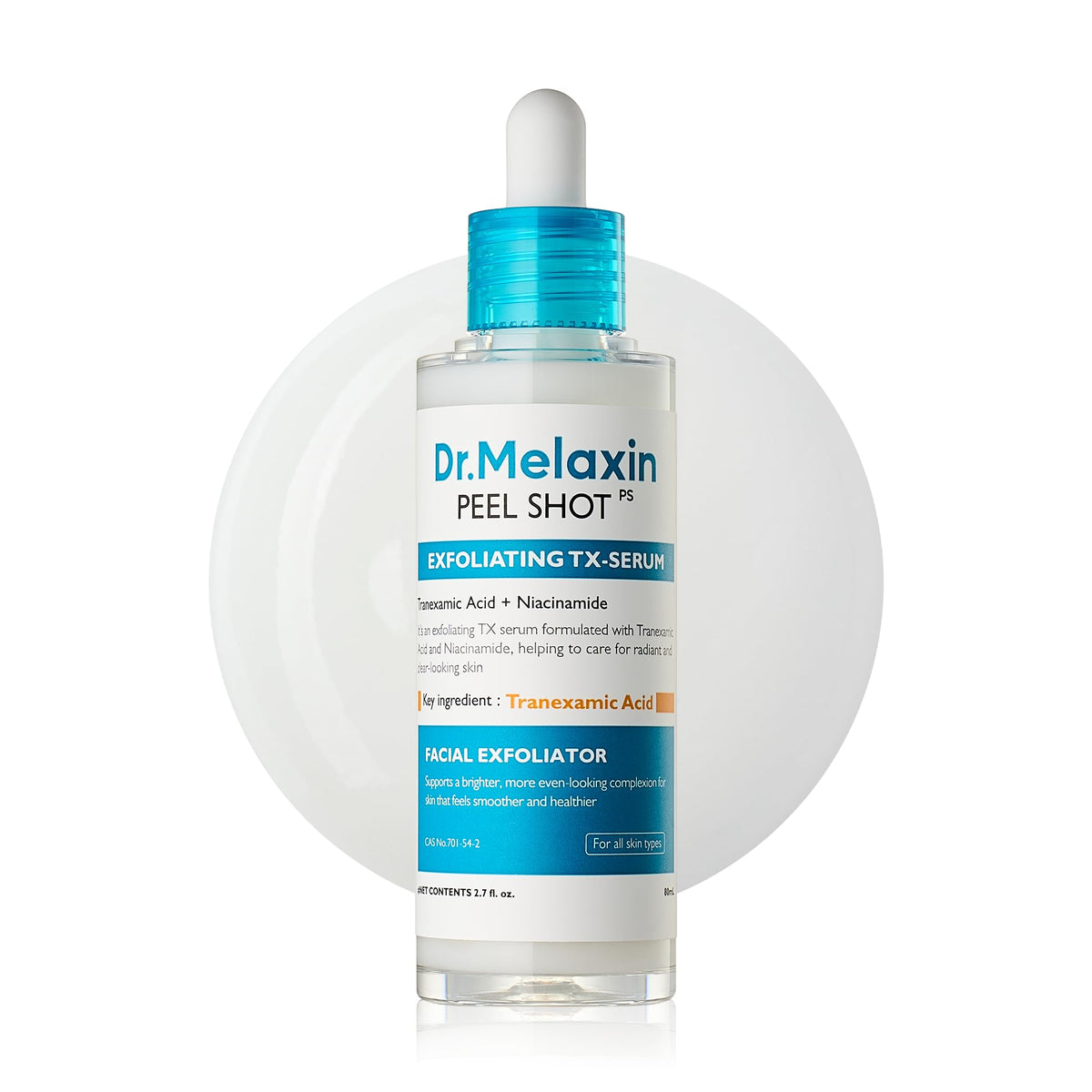 Dr.Melaxin Peel Shot Black Rice Exfoliating Ampoule, Face Exfoliator with AHA BHA Niacinamide Rice Bran Water, Blackhead Remover, Pore Minimizer, Glass Skin Serum, Korean Skin Care, 2.7 oz