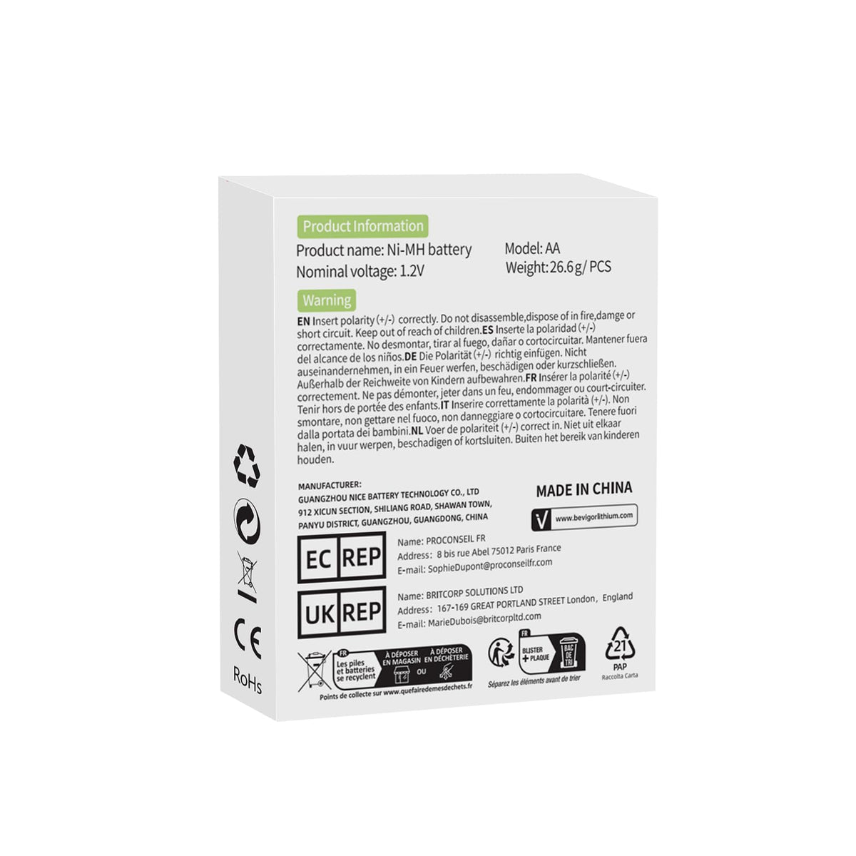 BEVIGOR AAA Rechargeable Batteries 24 Pack - 1100mAh 1500 Cycles High Capacity NiMH Rechargeable Battery AAA, 1.2V Low Self Discharge