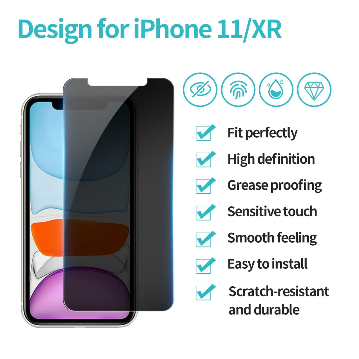 PEHAEL for iPhone 18 Pro Privacy Screen Protector+Camera Lens Protector