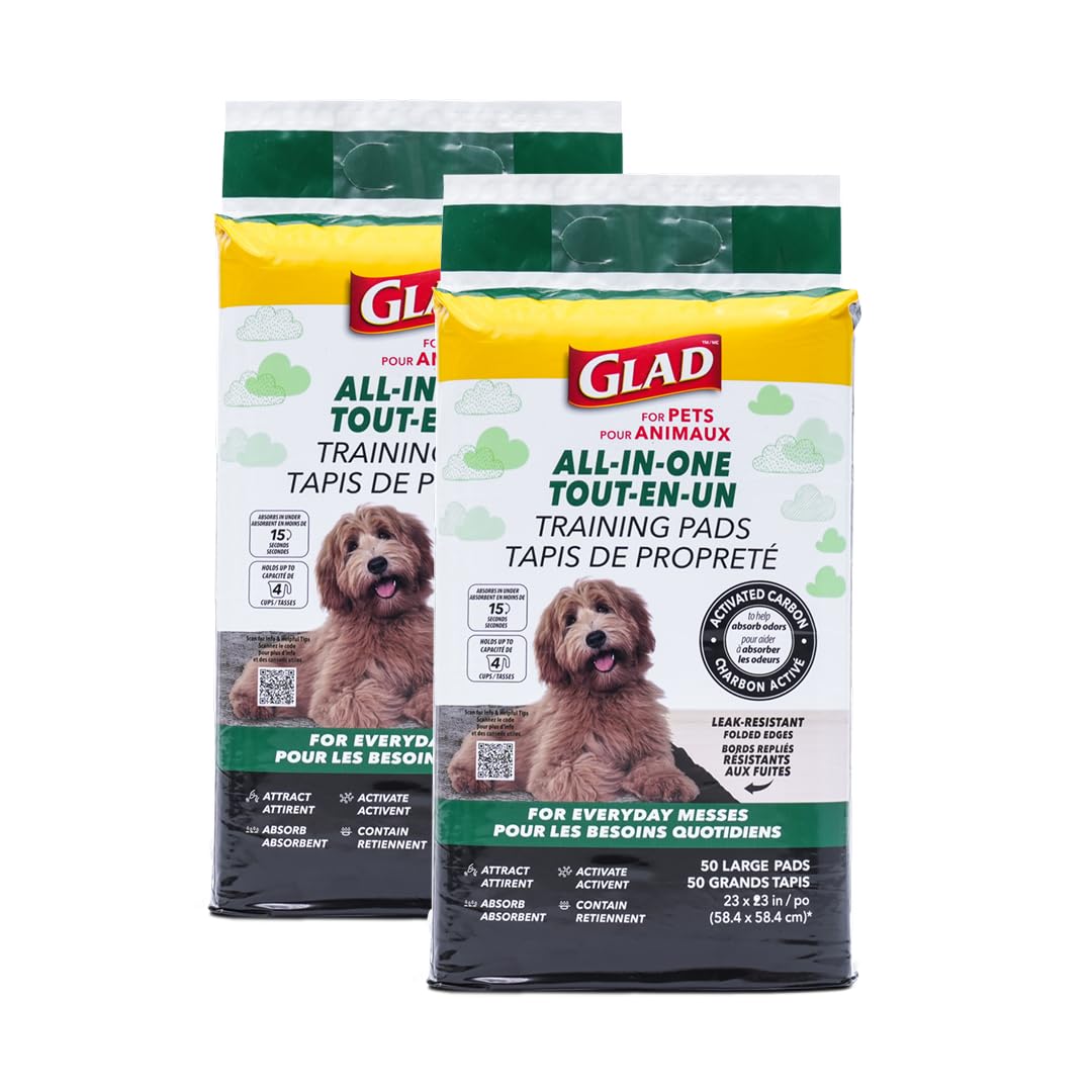 Glad for Pets, Activated Carbon, Large Puppy Pads, Dog Pee Pads, 150 Count