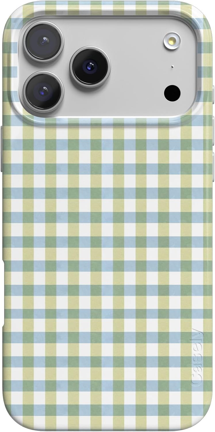Casely iPhone 17 Case | Pastel Picnic | Blue Gingham | Compatible with MagSafe | Classic Ultra Thin Design