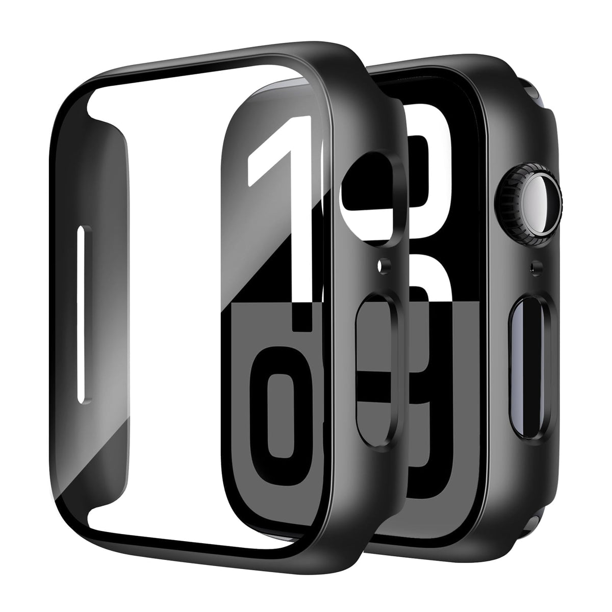 Smiling 2 Pack Case Compatible with Apple Watch Series 9 (2023)/Series 8 /Series 7 45mm with Tempered Glass Screen Protector, Hard PC Case Overall Protective Cover- Starlight