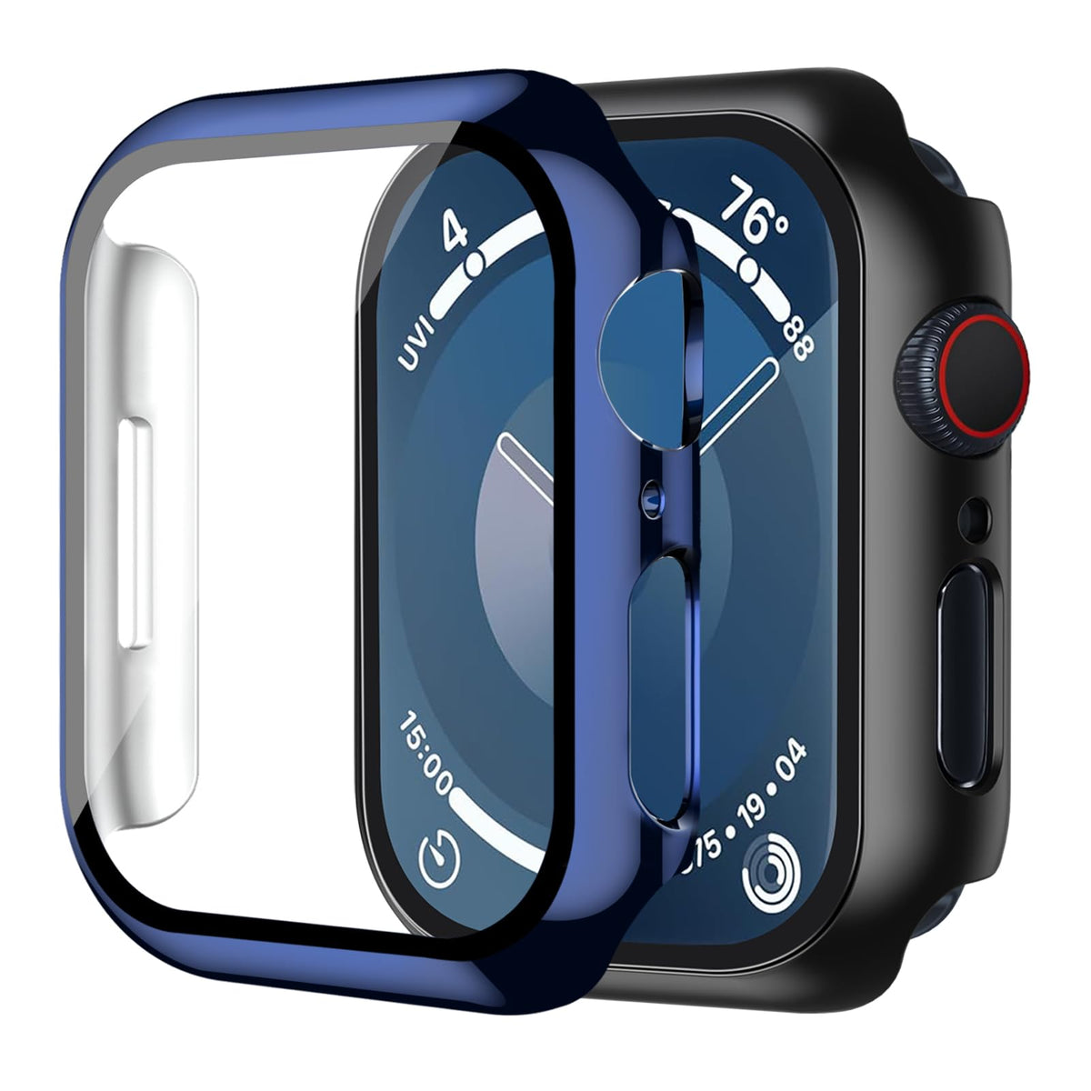 Smiling 2 Pack Case Compatible with Apple Watch Series 9 (2023)/Series 8 /Series 7 45mm with Tempered Glass Screen Protector, Hard PC Case Overall Protective Cover- Starlight