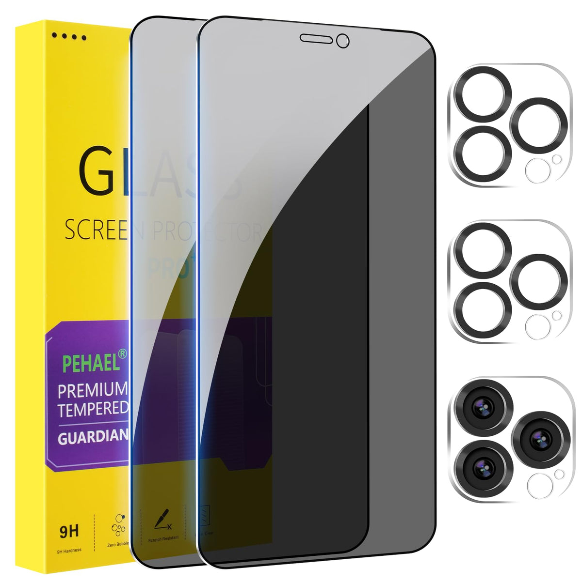 PEHAEL for iPhone 18 Pro Privacy Screen Protector+Camera Lens Protector