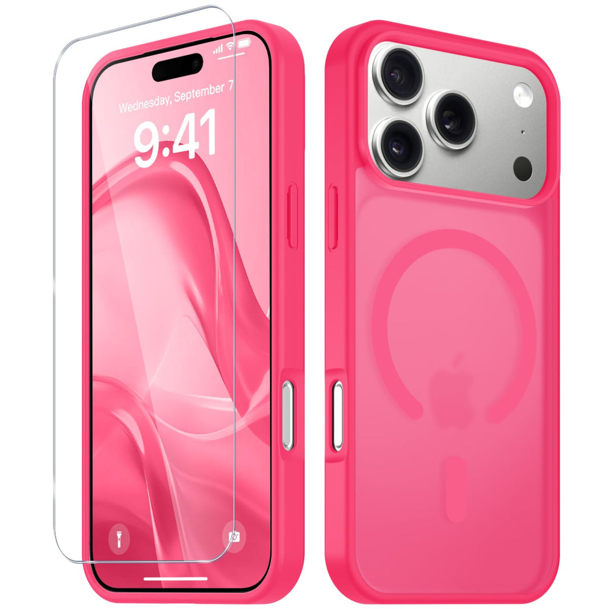 YENAPOON for iPhone 16 Plus Case, Matte Magnetic Phone Cover, Pink