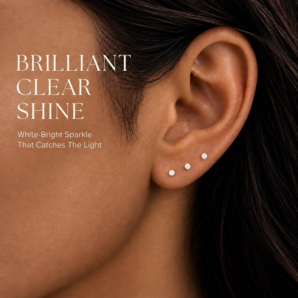 10 Pairs Small Stud Earrings for Women Hypoallergenic Multiple Piercings