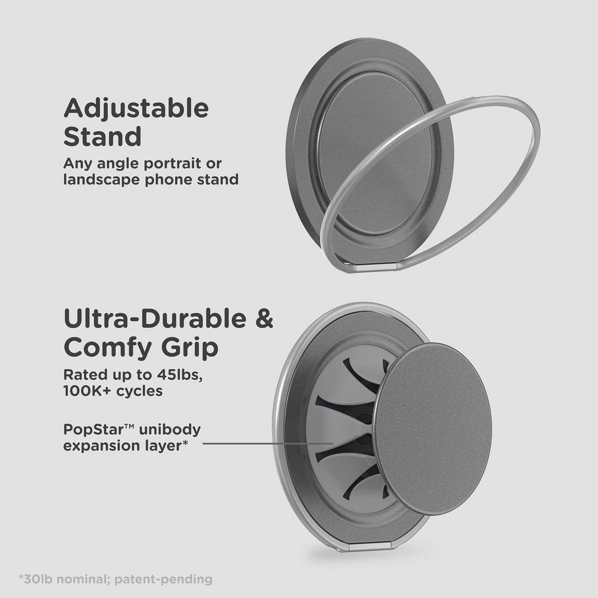 PopSockets Low-Pro Grip for MagSafe, Thin Profile- Black