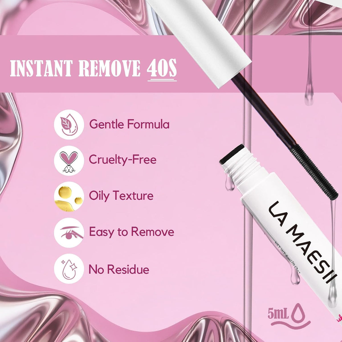 LA MAESII Lash Remover for Lash Clusters 5ML Clear Remover for Lash Cluster