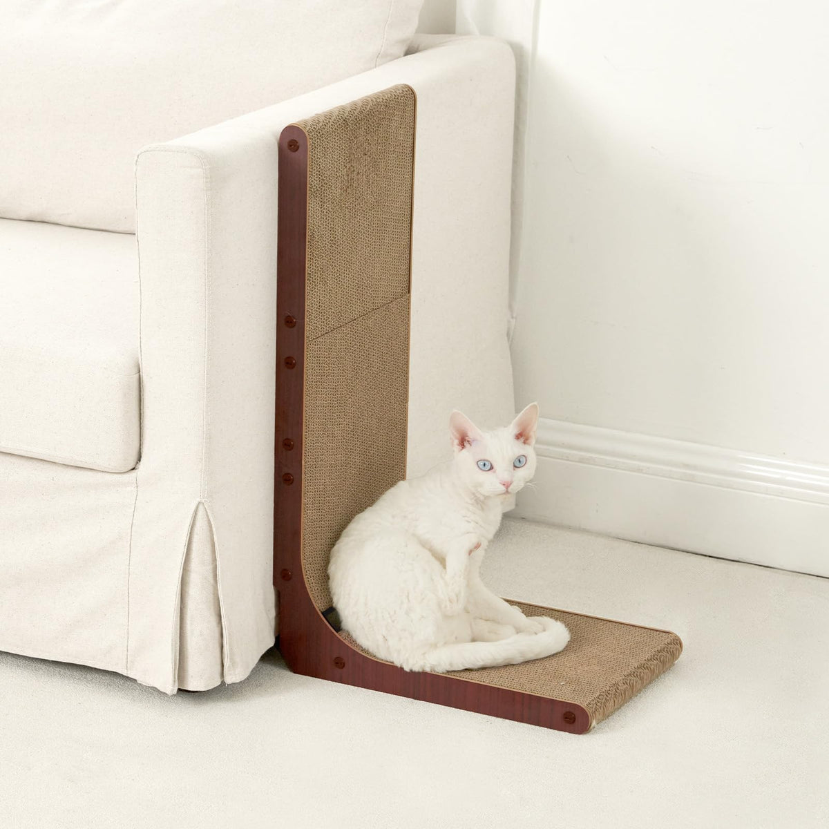 EHEYCIGA Cardboard Cat Scratcher for Indoor Cats, 26.8 Inch, Brown