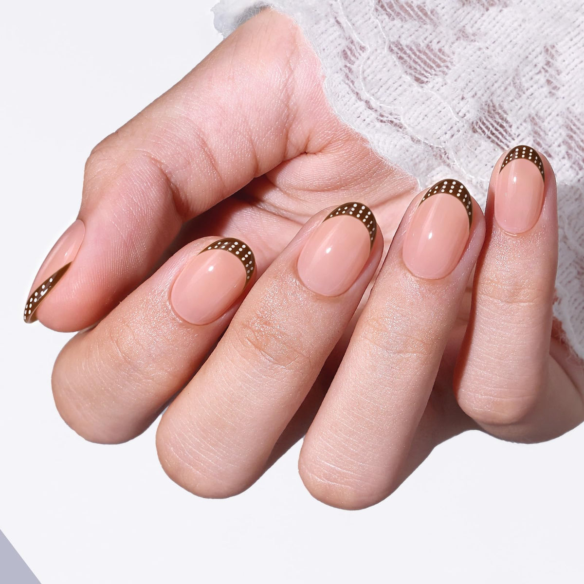 Modelones Black Press on Nails Short, Halloween Oval Fall Fake Nails