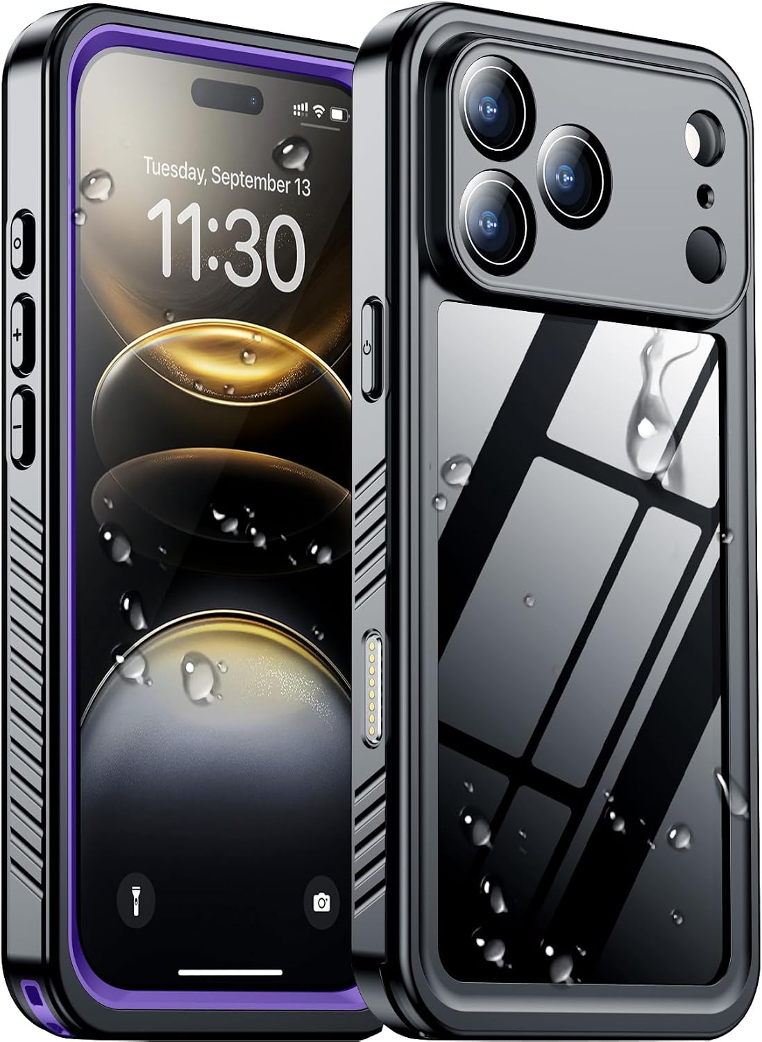 Temdan Compatible with iPhone 17 Pro Case,Waterproof Built-in Screen & Camera Protector IP68 Underwater Full Body 17FT Military Dropproof Shockproof Phone Case 6.3"-Blue/Clear