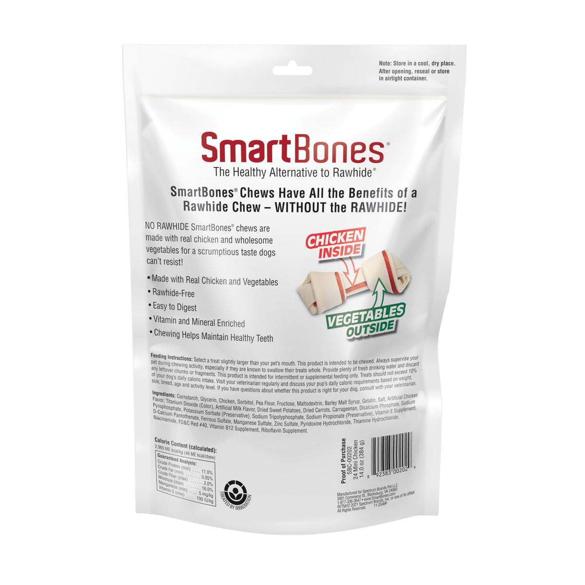 SmartBones Mini Bones Rawhide-Free Dog Treat, Real Peanut Butter, 24 Count